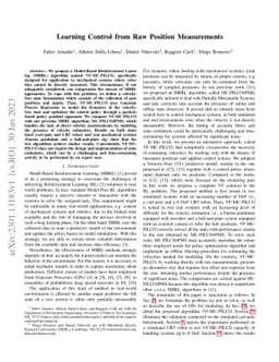 Learning Control from Raw Position Measurements