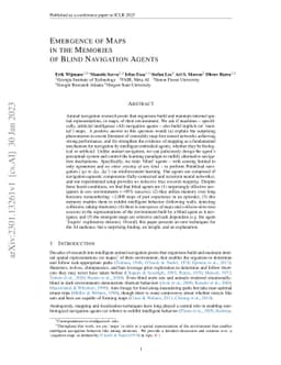 Emergence of Maps in the Memories of Blind Navigation Agents