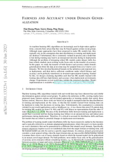 Fairness and Accuracy under Domain Generalization
