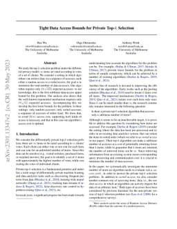 Tight Data Access Bounds for Private Top-$k$ Selection