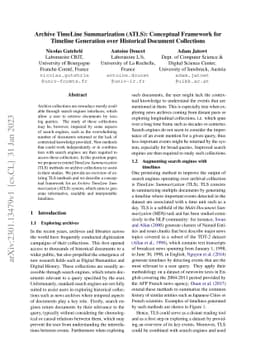 Archive TimeLine Summarization (ATLS): Conceptual Framework for Timeline
  Generation over Historical Document Collections