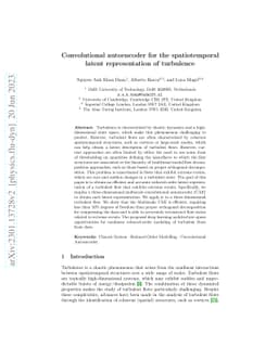 Convolutional autoencoder for the spatiotemporal latent representation
  of turbulence