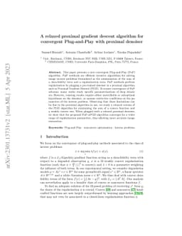 A relaxed proximal gradient descent algorithm for convergent
  plug-and-play with proximal denoiser