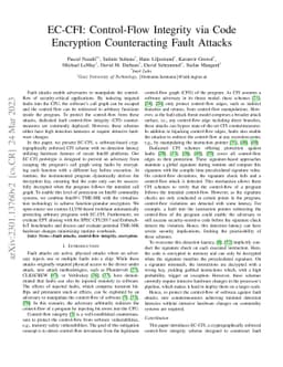 EC-CFI: Control-Flow Integrity via Code Encryption Counteracting Fault
  Attacks