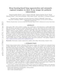 Deep learning-based lung segmentation and automatic regional template in
  chest X-ray images for pediatric tuberculosis
