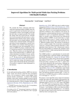 Improved Algorithms for Multi-period Multi-class Packing Problems with
  Bandit Feedback