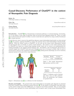 Causal-Discovery Performance of ChatGPT in the context of Neuropathic
  Pain Diagnosis