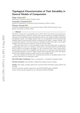 Topological Characterization of Task Solvability in General Models of
  Computation