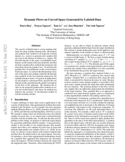 Dynamic Flows on Curved Space Generated by Labeled Data