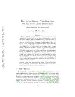Real Estate Property Valuation using Self-Supervised Vision Transformers