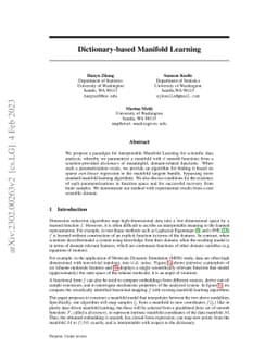 Dictionary-based Manifold Learning