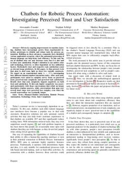 Chatbots for Robotic Process Automation: Investigating Perceived Trust
  and User Satisfaction