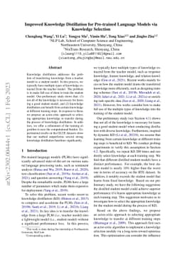 Improved Knowledge Distillation for Pre-trained Language Models via
  Knowledge Selection