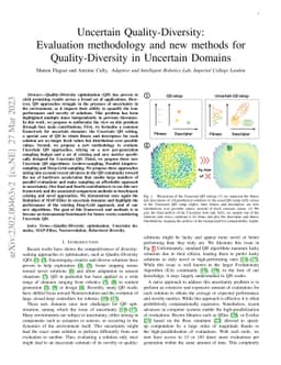 Uncertain Quality-Diversity: Evaluation methodology and new methods for
  Quality-Diversity in Uncertain Domains