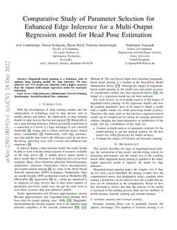 Comparative Study of Parameter Selection for Enhanced Edge Inference for
  a Multi-Output Regression model for Head Pose Estimation