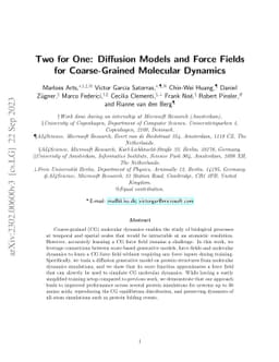 Two for One: Diffusion Models and Force Fields for Coarse-Grained
  Molecular Dynamics
