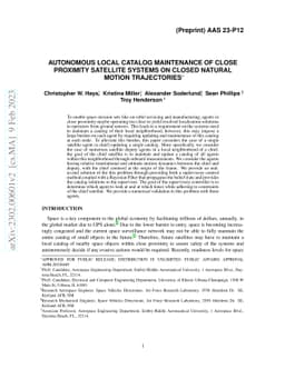 Autonomous Local Catalog Maintenance of Close Proximity Satellite
  Systems on Closed Natural Motion Trajectories