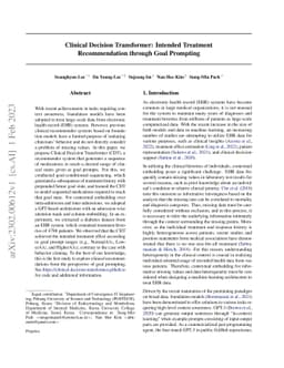Clinical Decision Transformer: Intended Treatment Recommendation through
  Goal Prompting