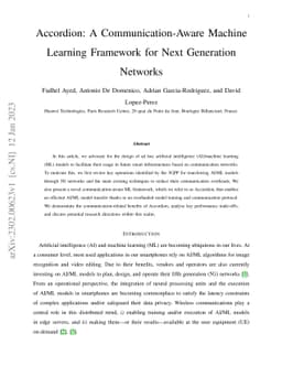 Accordion: A Communication-Aware Machine Learning Framework for Next
  Generation Networks