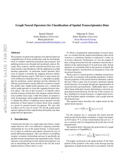 Graph Neural Operators for Classification of Spatial Transcriptomics
  Data