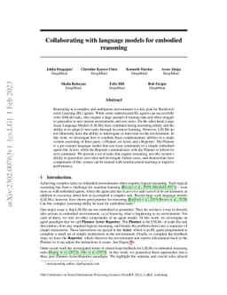 Collaborating with language models for embodied reasoning
