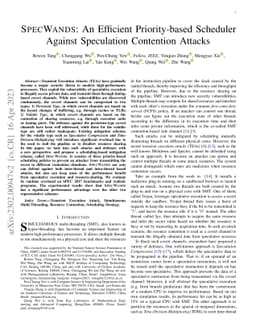 SPECWANDS: An Efficient Priority-based Scheduler Against Speculation
  Contention Attacks