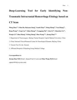 Deep-Learning Tool for Early Identifying Non-Traumatic Intracranial
  Hemorrhage Etiology based on CT Scan