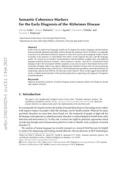 Semantic Coherence Markers for the Early Diagnosis of the Alzheimer
  Disease