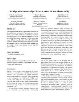 MLOps with enhanced performance control and observability