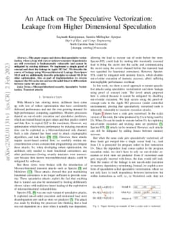 An Attack on The Speculative Vectorization: Leakage from Higher
  Dimensional Speculation