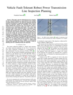 Vehicle Fault-Tolerant Robust Power Transmission Line Inspection
  Planning