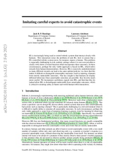 Imitating careful experts to avoid catastrophic events