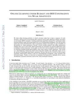 Online Learning under Budget and ROI Constraints via Weak Adaptivity