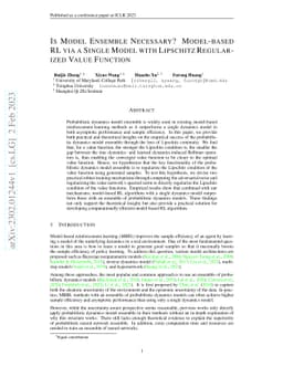 Is Model Ensemble Necessary? Model-based RL via a Single Model with
  Lipschitz Regularized Value Function
