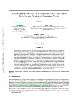 Augmented Learning of Heterogeneous Treatment Effects via Gradient
  Boosting Trees