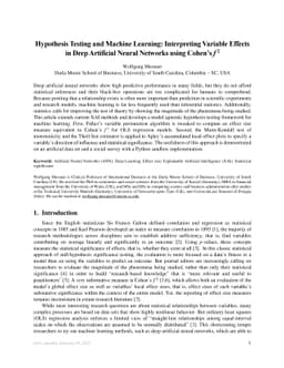Hypothesis Testing and Machine Learning: Interpreting Variable Effects
  in Deep Artificial Neural Networks using Cohen's f2