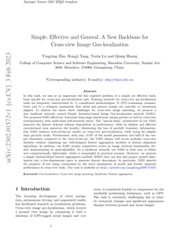 Simple, Effective and General: A New Backbone for Cross-view Image
  Geo-localization