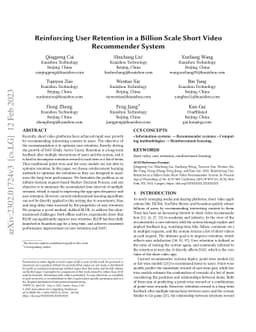 Reinforcing User Retention in a Billion Scale Short Video Recommender
  System