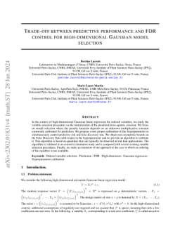 Trade-off between predictive performance and FDR control for
  high-dimensional Gaussian model selection