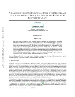 A Case Study for Compliance as Code with Graphs and Language Models:
  Public release of the Regulatory Knowledge Graph