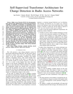 Self-Supervised Transformer Architecture for Change Detection in Radio
  Access Networks