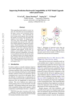 Improving Prediction Backward-Compatiblility in NLP Model Upgrade with
  Gated Fusion