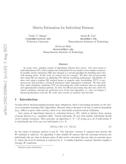 Matrix Estimation for Individual Fairness