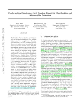 Conformalized Semi-supervised Random Forest for Classification and
  Abnormality Detection