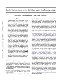 Run-Off Election: Improved Provable Defense against Data Poisoning
  Attacks