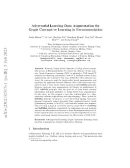 Adversarial Learning Data Augmentation for Graph Contrastive Learning in
  Recommendation