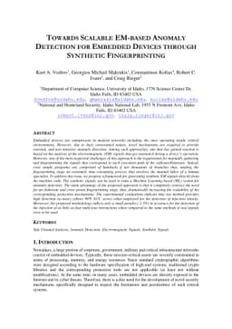 Towards Scalable EM-based Anomaly Detection For Embedded Devices Through
  Synthetic Fingerprinting