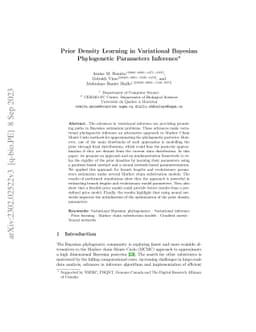 Prior Density Learning in Variational Bayesian Phylogenetic Parameters
  Inference