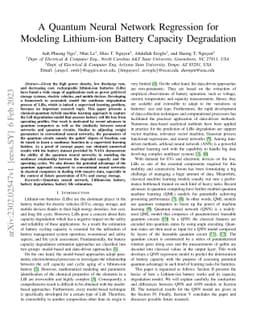 A Quantum Neural Network Regression for Modeling Lithium-ion Battery
  Capacity Degradation