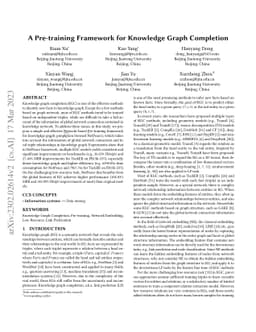 A Pre-training Framework for Knowledge Graph Completion